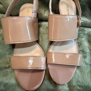 Coach Pink wooden Heel Sandals. Springtime, designer, summer, wedding, brunch